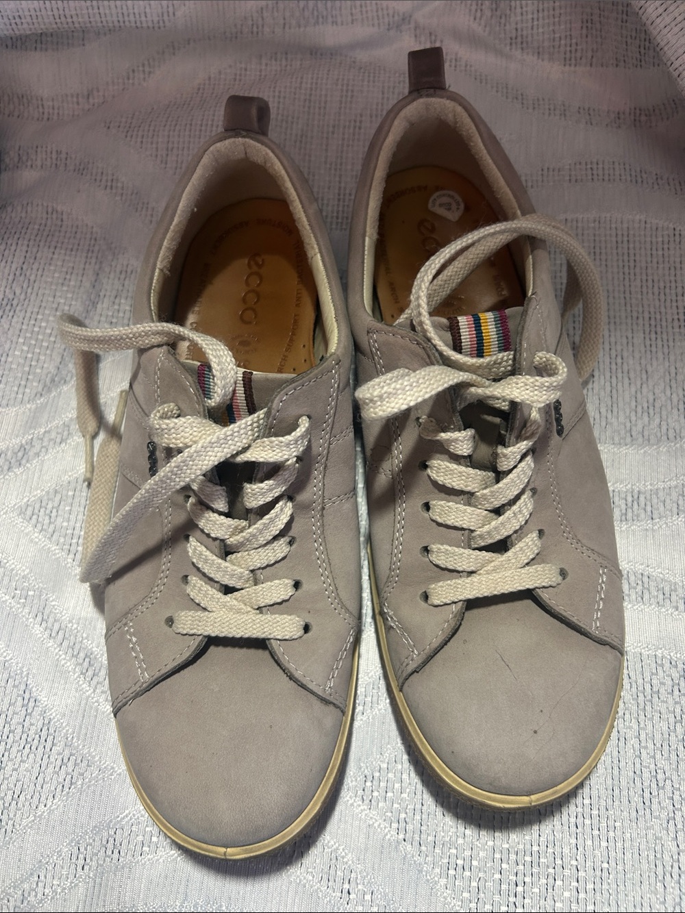 Ecco Taupe Suede Women's Lace-Up Sneakers